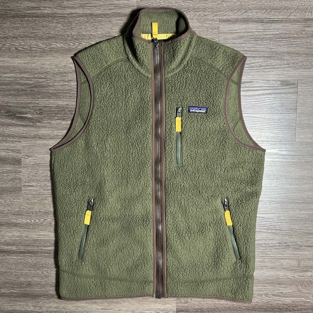 Patagonia Retro Pile Vest Men's M Basin Green Fleece Full Zip 22821 Outdoor EUC